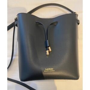 Lauren Ralph Lauren Black Bucket Bag red interior brand new